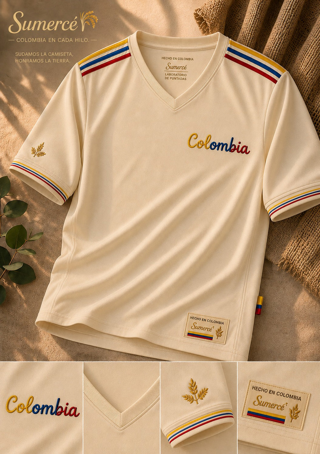 Camiseta Colombia Tricolor – Cuello V